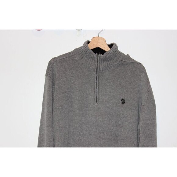 U.S. Polo Assn. Mens 2XL Gray Acrylic & Polyester Half-Zip Sweater - Picture 4 of 10